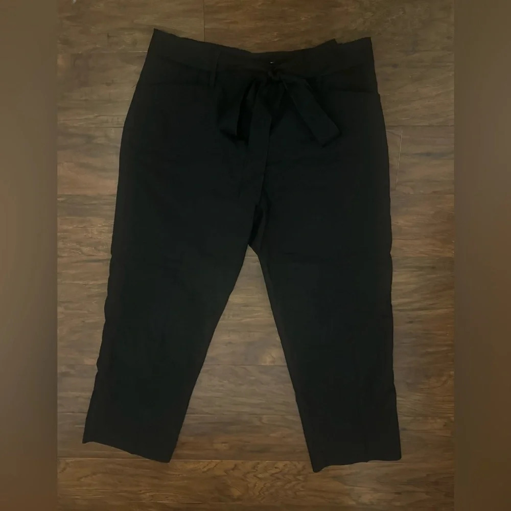 Robert Rodriguez Black Cropped Pants Luxe Ribbon Belt Career Office Size 8